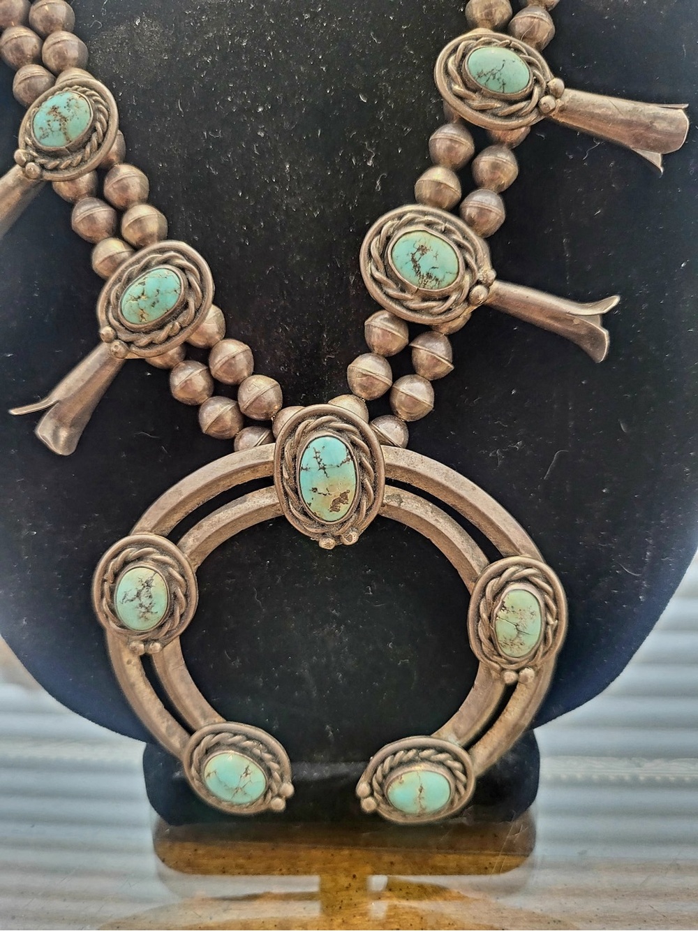 Authentic Sterling & Turquoise Squash Blossom Necklace - Women's Jewelry